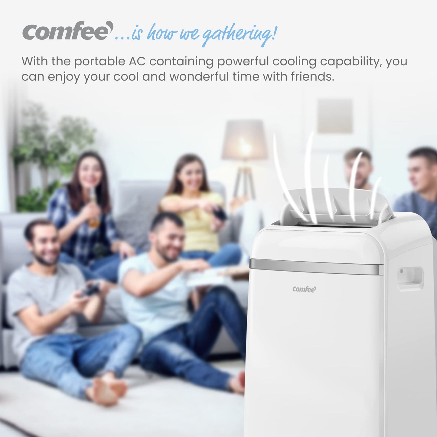 Comfee Mobiles Klimagerät 10000BTU, 3-in-1 mobile Klimaanlage mit Abluftschlauch, Kühlen und Entfeuchten und Ventilieren, 10000 BTU, 2,9kW, für Räume ca. 80 m³(32 ㎡), EEK A+